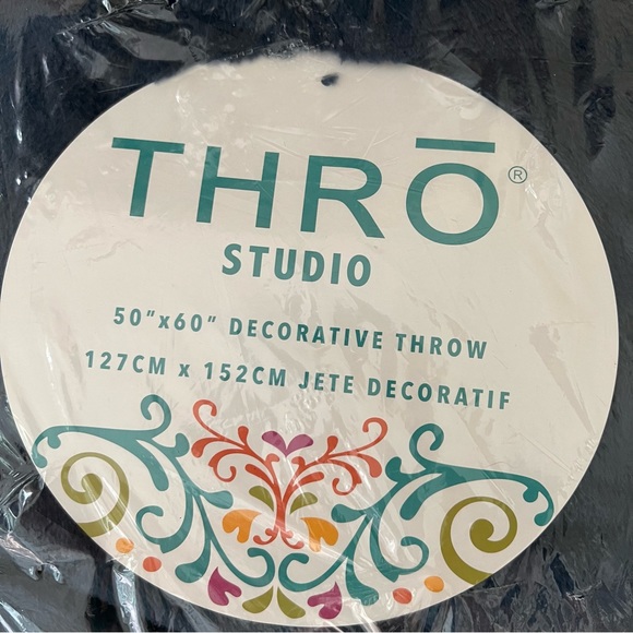 NWT Thro Studio Navy Decorative Throw 50” x 60” - Picture 2 of 4